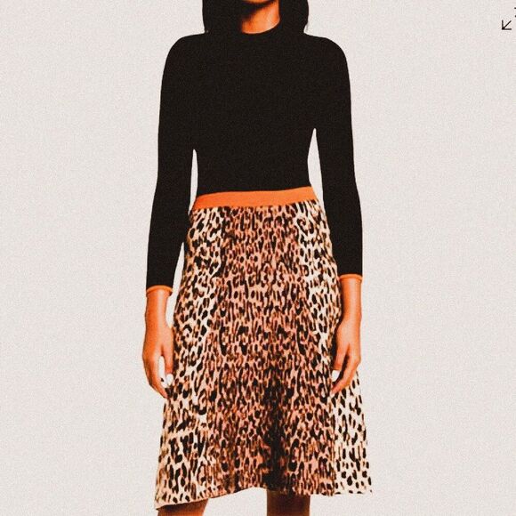 Eliza J old money knit Animal Print Fit & Flare Sweater Dress S - Picture 1 of 8